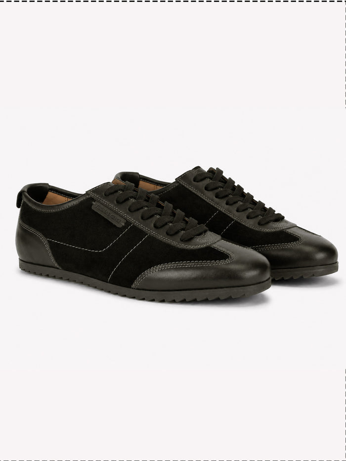 Pickton Black Suede Sneakers | Premium European  Styling Lace-Up Shoes |TC-2647BL