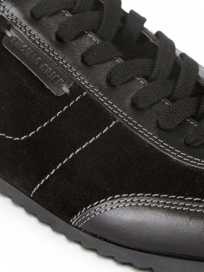 Pickton Black Suede Sneakers | Premium European  Styling Lace-Up Shoes |TC-2647BL