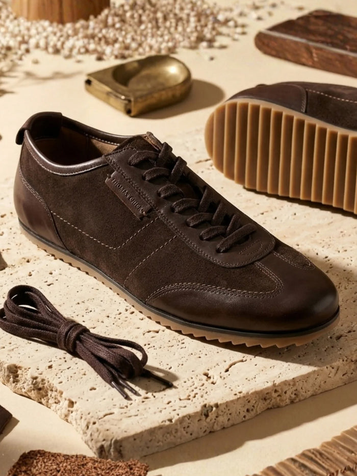 Pickton Brown Suede Sneakers | Premium European  Styling Lace-Up Shoes |TC-2647BR