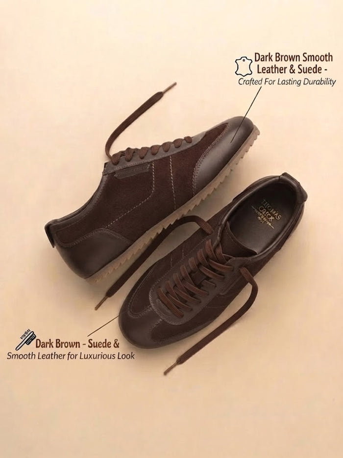 Pickton Brown Suede Sneakers | Premium European  Styling Lace-Up Shoes |TC-2647BR