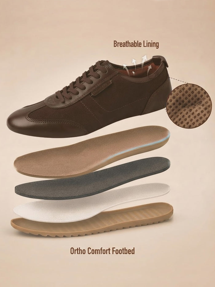 Pickton Brown Suede Sneakers | Premium European  Styling Lace-Up Shoes |TC-2647BR