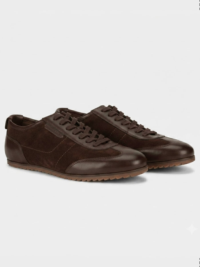 Pickton Brown Suede Sneakers | Premium European  Styling Lace-Up Shoes |TC-2647BR