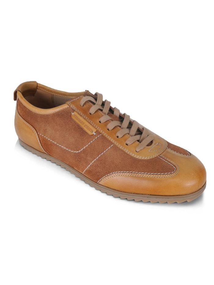 Pickton Tan Suede Sneakers | Premium European  Styling Lace-Up Shoes |TC-2647TN