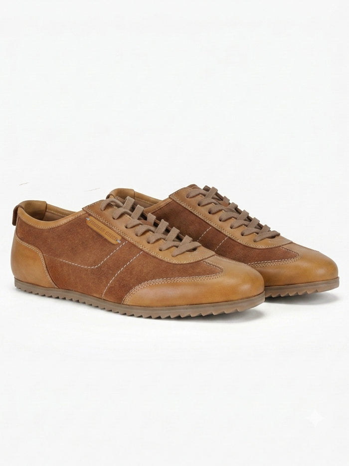 Pickton Tan Suede Sneakers | Premium European  Styling Lace-Up Shoes |TC-2647TN
