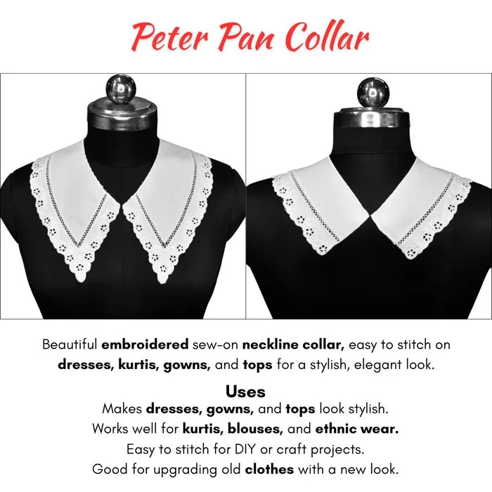 Decorative Pilgrim Flower Peter Pan collar featuring intricate floral embroidery and soft silhouette