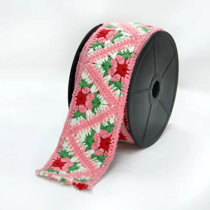 Pink Granny Square Lace Trim