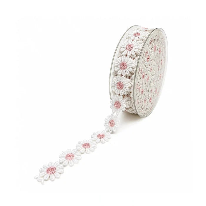 Pink White Daisy Lace