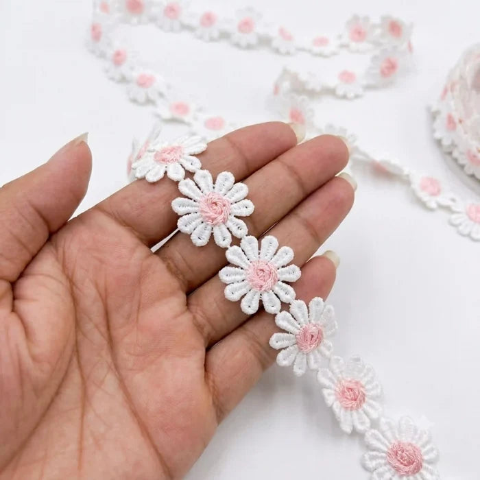 Pink White Daisy Lace