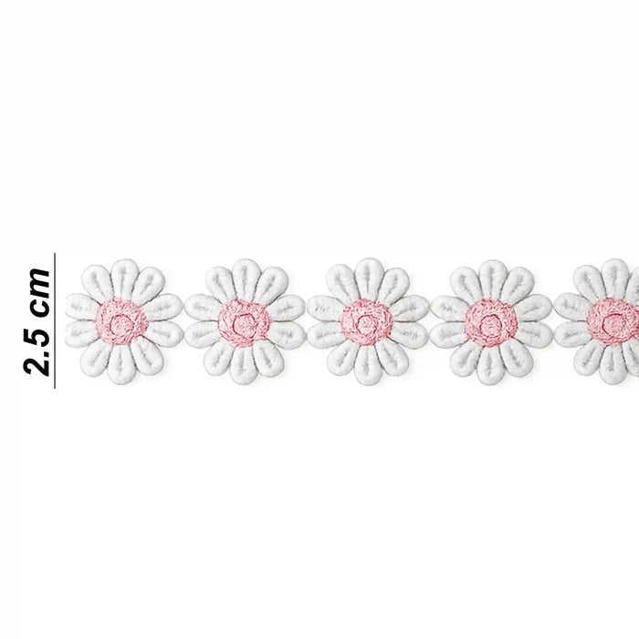 Pink White Daisy Lace