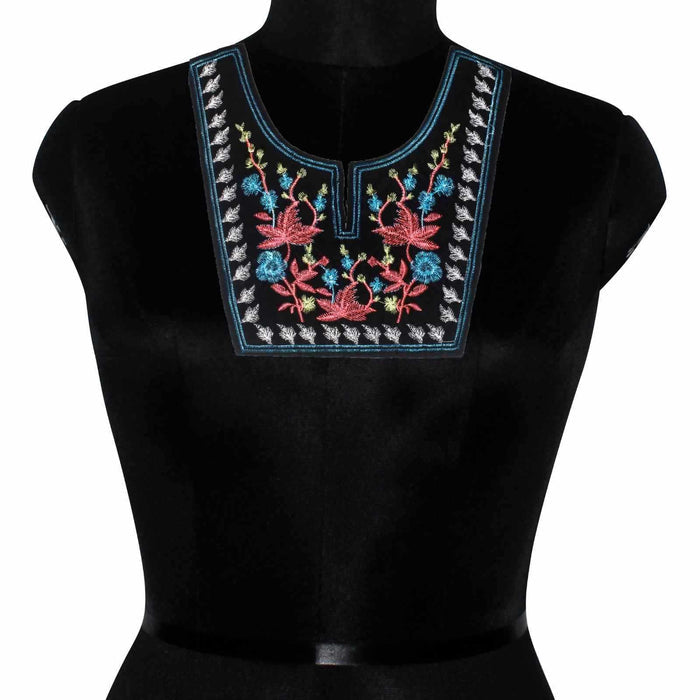 Premium Pixelated Pattern embroidered ethnic neckline by Ani Accessories with detailed geometric patterns and refined artisan finish
