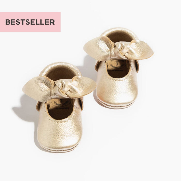 Platinum Knotted Bow Baby Shoe - Babies in Bloom