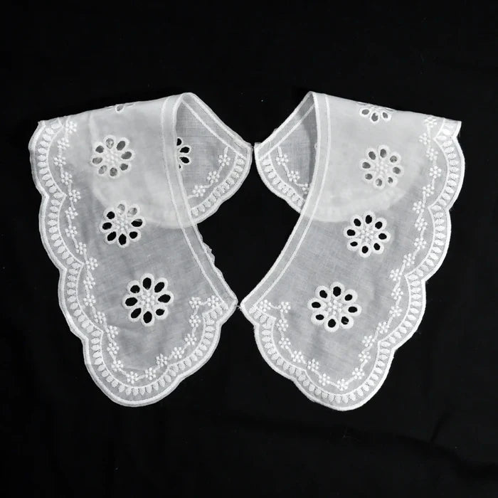 Ani Accessories embroidered point de gaze Peterpan collar applique for dresses kurtis blouses and couture wear