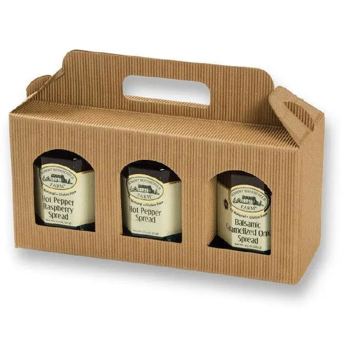 Portavasetti Italian Windowed 3 Jar Carriers -  9-13/16 x 3-1/8 x 4-11/16" 100/ctn - Mac Paper Supply