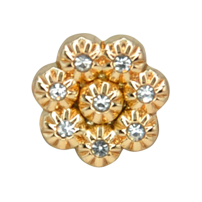 Premium Gold Rhinestone Floral Metal Button | 11mm (17L)