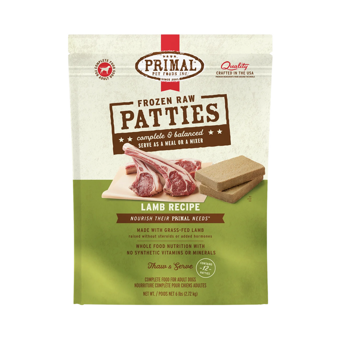 Primal Frozen Raw Dog Food Lamb Pattie