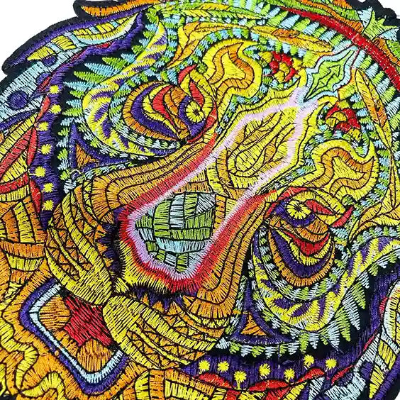Psychedelic Embroidered Tiger Head Patch | SKU_P-1