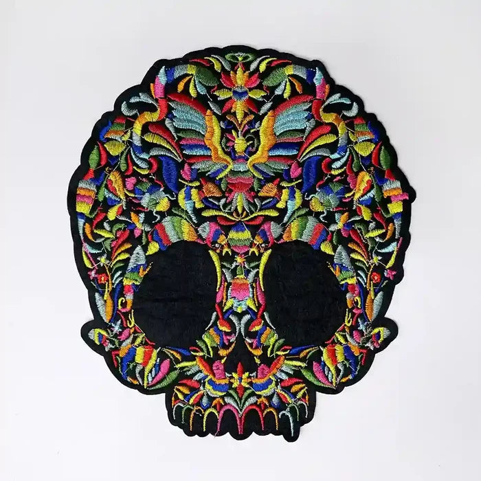 Psychedelic Floral Sugar Skull Hot-Fix Patch
