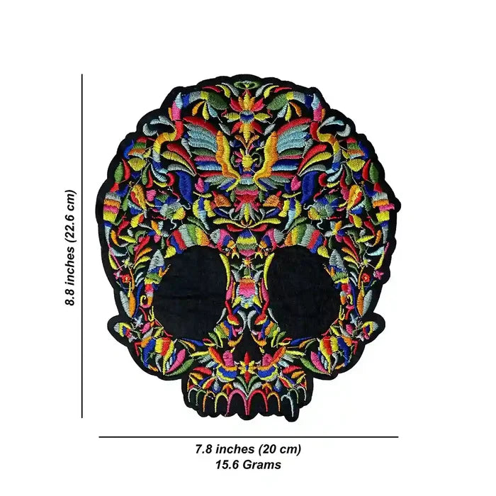 Psychedelic Floral Sugar Skull Hot-Fix Patch
