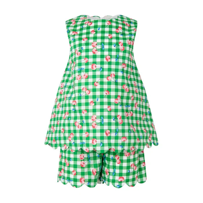 Rachel Riley - Cherry Check Scalloped Top and Short Set