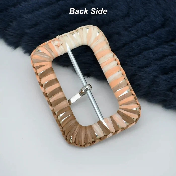 Ani Accessories Raffia Multicolor Rattan Buckle for Belt Bag Garment DIY Sewing Craft Fashion Decoration Accessory