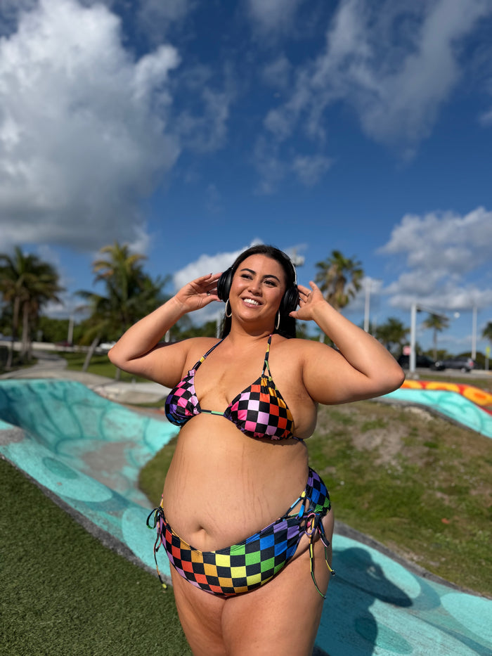 Rainbow Rink Triangle Bikini Top