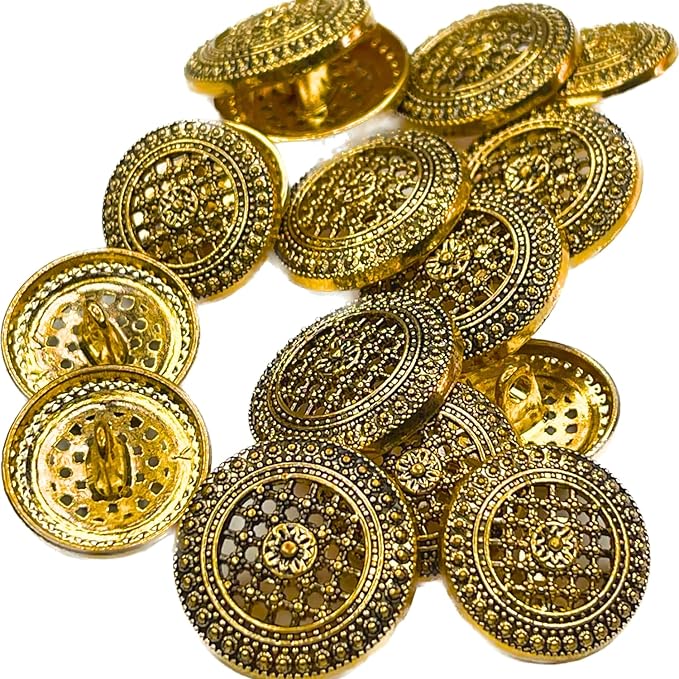 Raised Diamond Pattern Metal Buttons | 18mm(28L) & 21mm(34L)