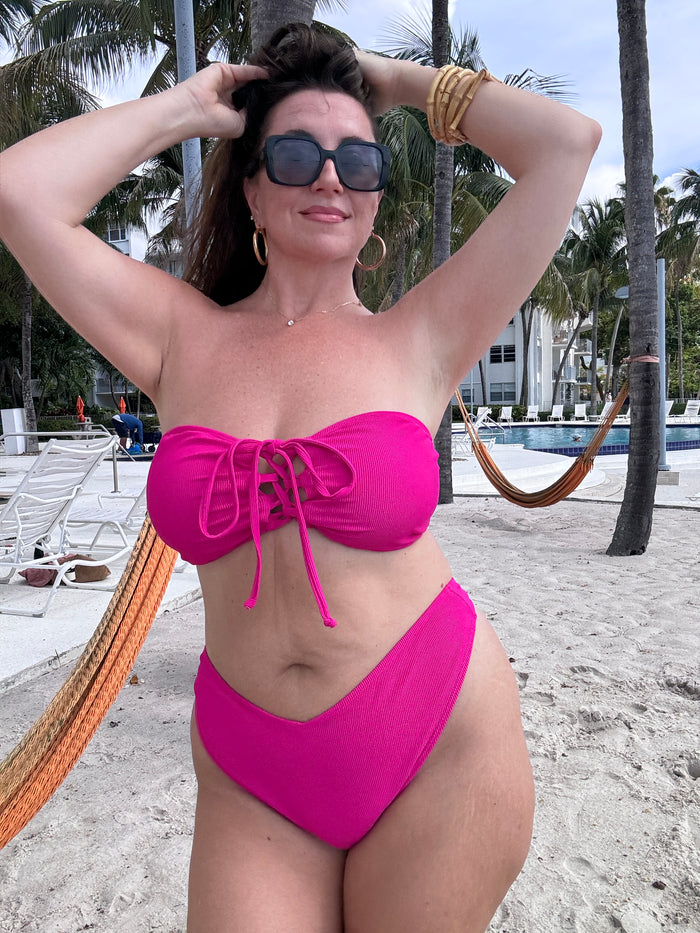 Raspberry Rib  Bandeau Bikini Top