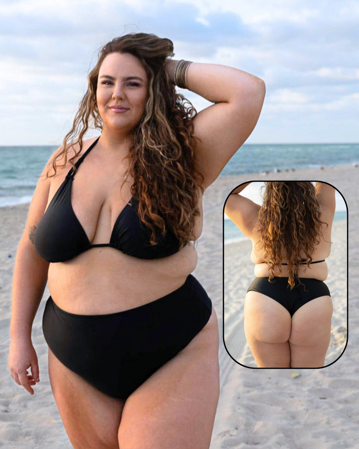 Raspberry Rib High Waist Cheeky Bikini Bottom