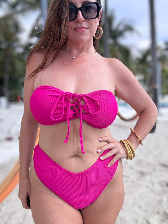 Raspberry Rib Thong Bikini Bottom