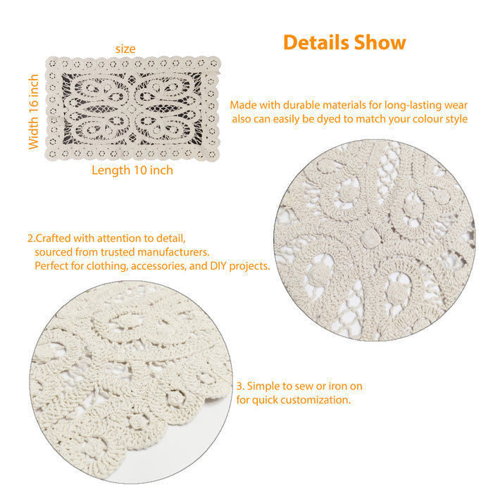 Rectangular Crochet Cotton Sew Patch