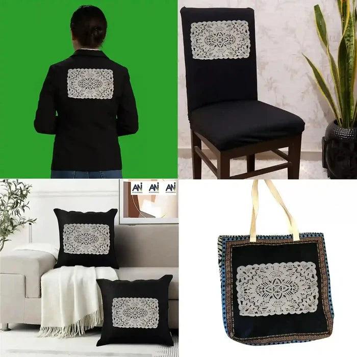 Rectangular Doily Applique Crochet Cotton Sew Patch