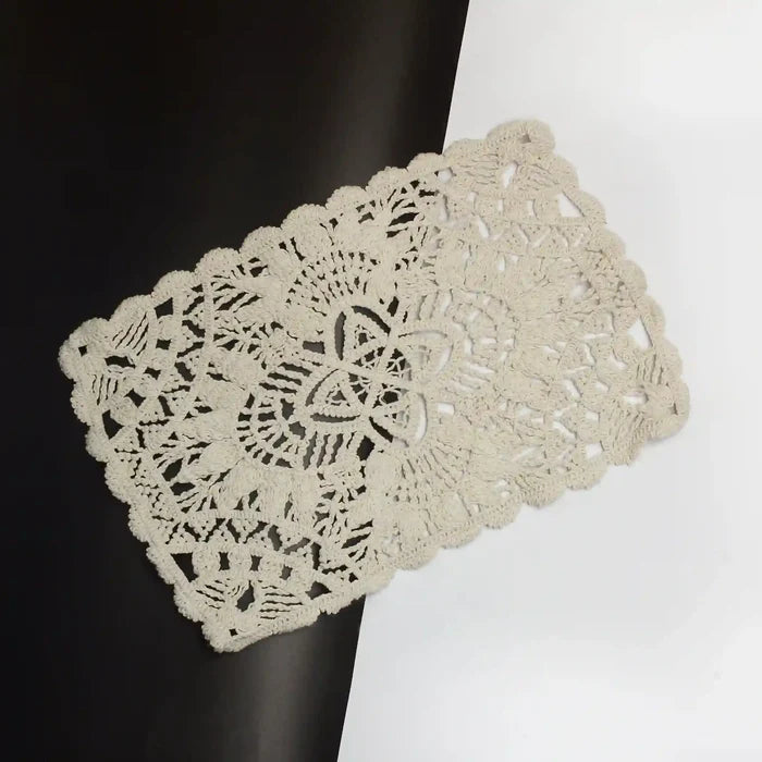 Rectangular Doily Applique Crochet Cotton Sew Patch