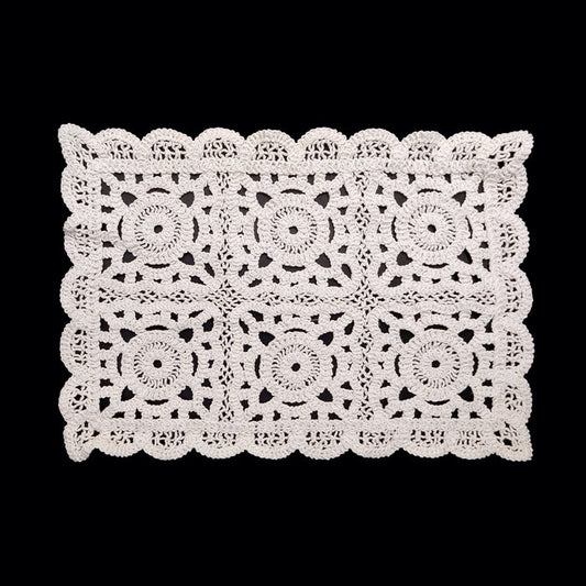 Rectangular Floral Design Crochet Cotton Sew Patch