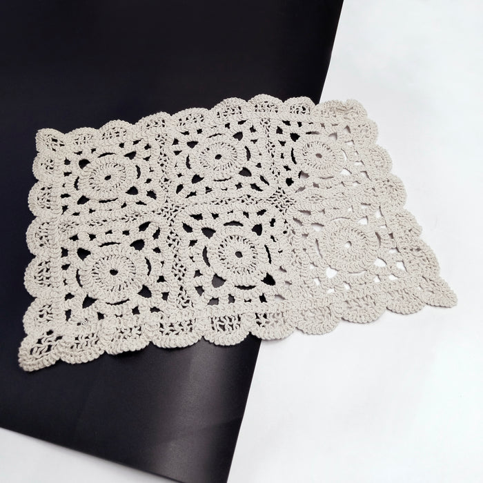 Rectangular Floral Design Crochet Cotton Sew Patch