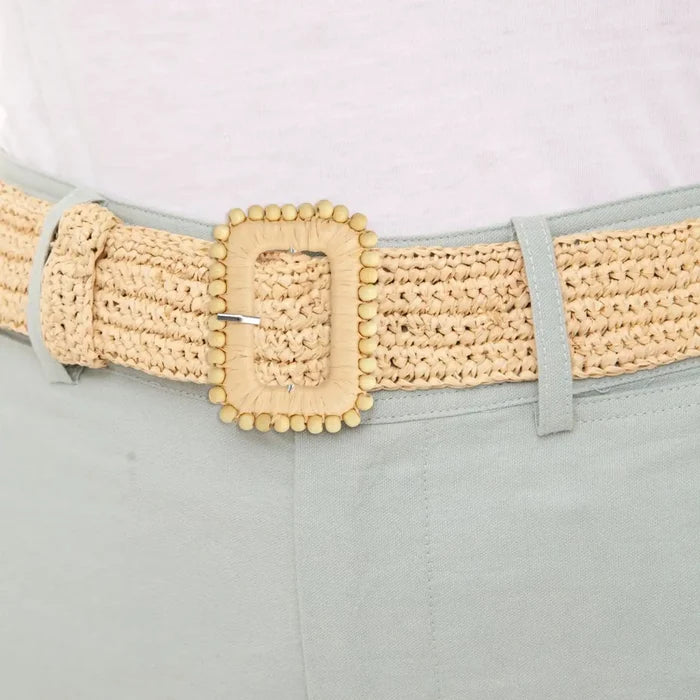 Ani Accessories rectangular handwoven raffia buckle straw buckle 2 and 3.3 inch for belts bags DIY craft