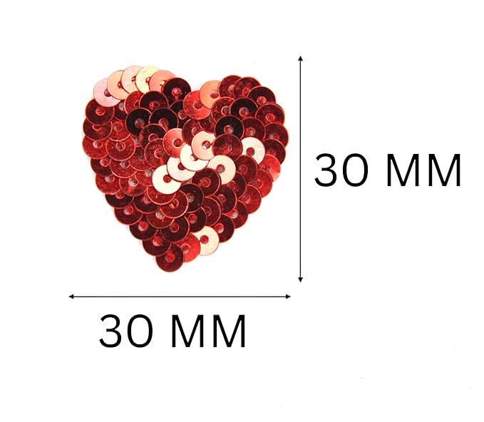 Red Sequin Heart Sew Patch | 4 Pieces