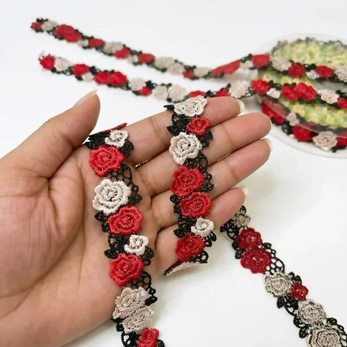 Red White Rose Lace