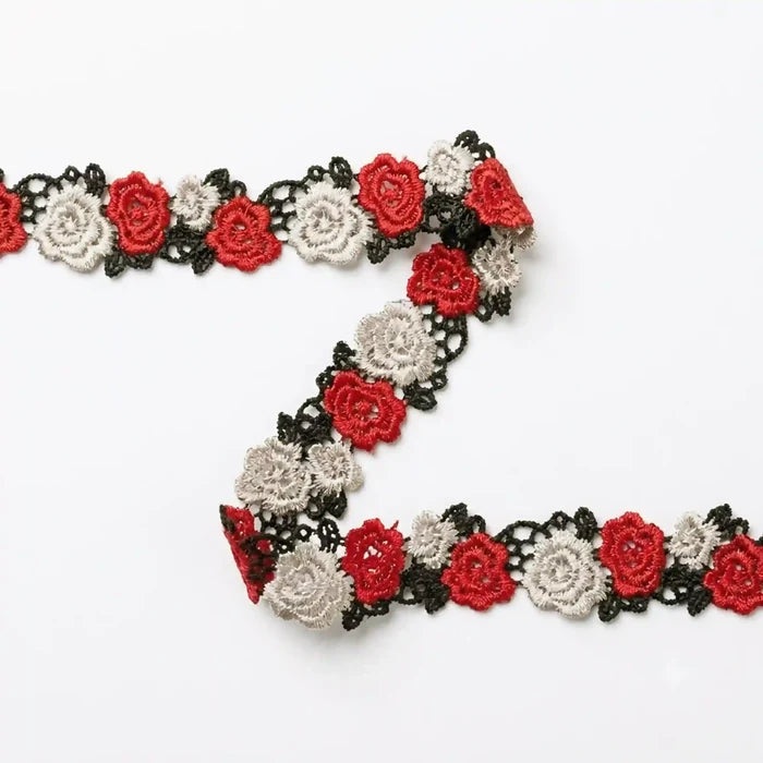 Red White Rose Lace