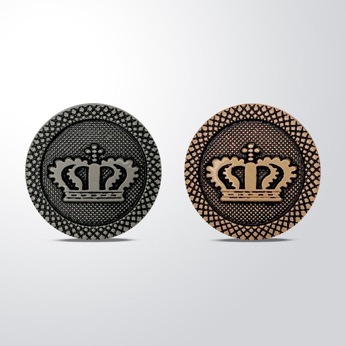 Regal Elegance Crown Metal Buttons | 18mm(28L) & 20mm(32L)