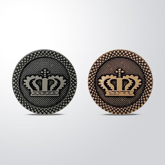 Regal Elegance Crown Metal Buttons | 18mm(28L) & 20mm(32L)