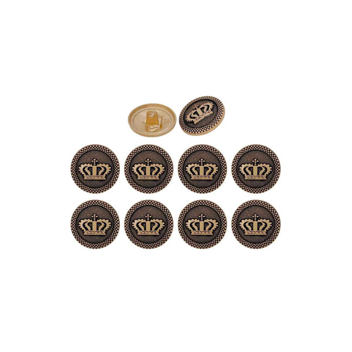 Regal Elegance Crown Metal Buttons | 18mm(28L) & 20mm(32L)