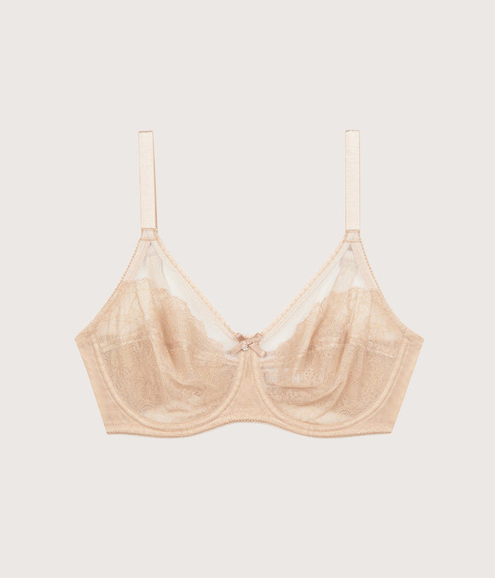 Retro Chic Full Figure Underwire Bra Toast