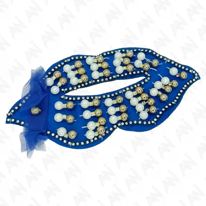 Rhinestone-and-pearl lip mask
