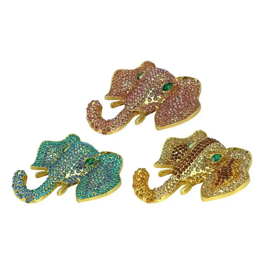 Rhinestone Elephant Brooch