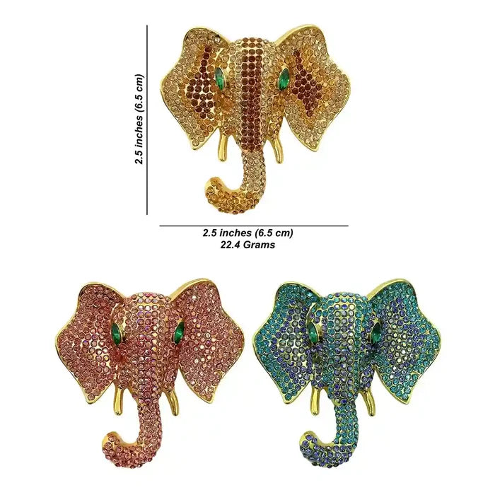 Rhinestone Elephant Brooch