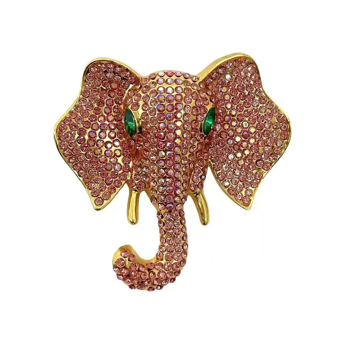 Rhinestone Elephant Brooch