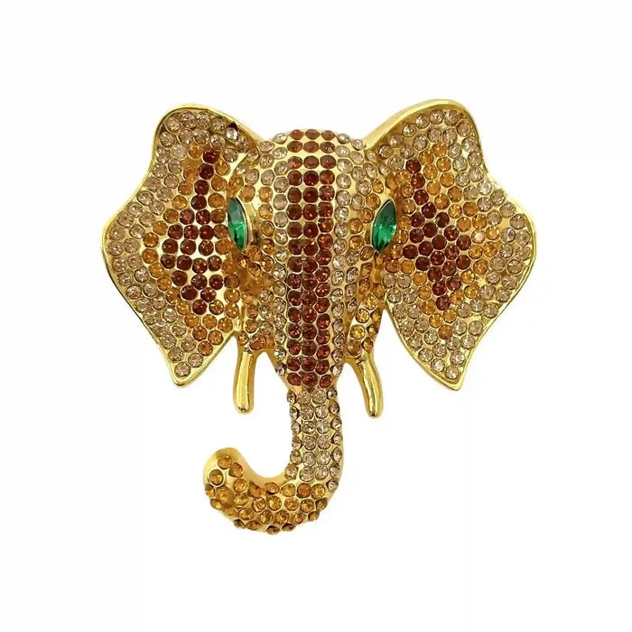 Rhinestone Elephant Brooch
