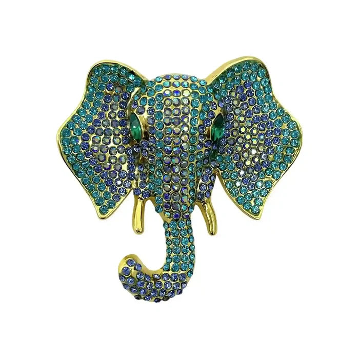 Rhinestone Elephant Brooch