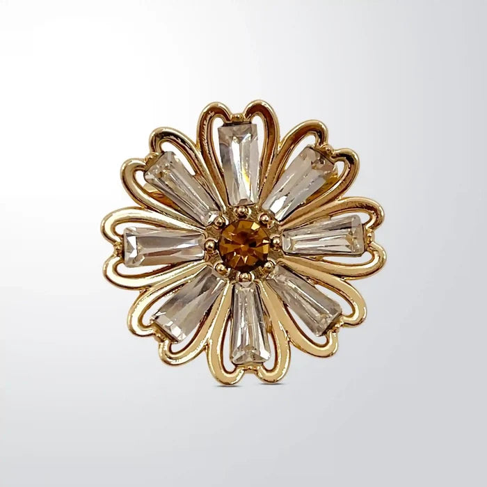 Rhinestone Floral Brooch Pin