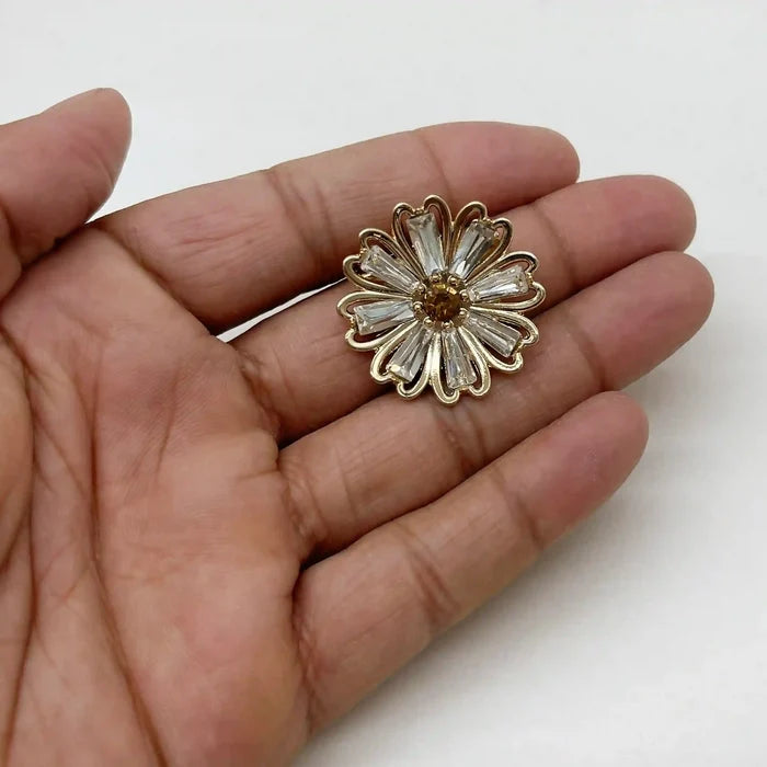 Rhinestone Floral Brooch Pin